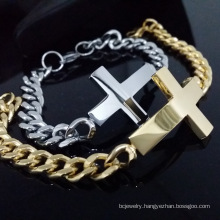 Fashion Silver Jewelry Hot Sale Stainless Steel Jewelry Bangles Cross Chain Denim Chain Bracelet